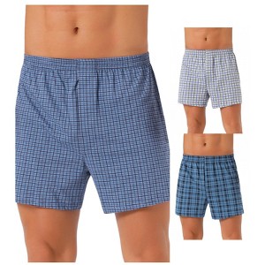 INSPIRE CHIC Men's 3 Pack Elastic Waistband Plaid Pattern Boxer Shorts - 1 of 4