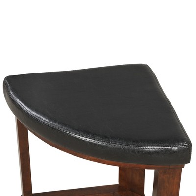 Cylina Dark Brown Wood Glass Top Round Coffee Table with 4 Stools
