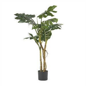 XINGHANZHENXUAN Artificial Monstera Tree, Pre-Potted Faux Tropical Plant with Split-Leaf Design, Exotic Greenery for Indoor Decor - 1 of 4