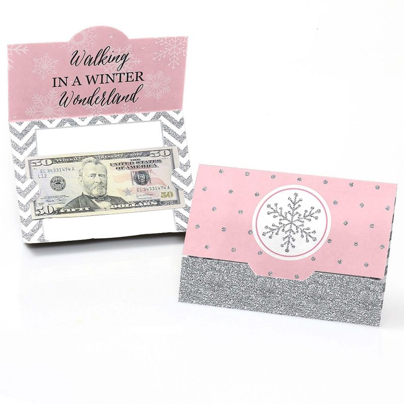 Big Dot of Happiness Pink Winter Wonderland - Holiday Snowflake Birthday Party or Baby Shower Money and Gift Card Holders - Set of 8, 1 of 5