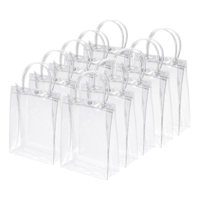 Unique Bargains Party Wedding Reusable Mini PVC Plastic Gift Wrap Tote Bag with Handles Clear 9" x 6.7" x 2.8" 25 Pack