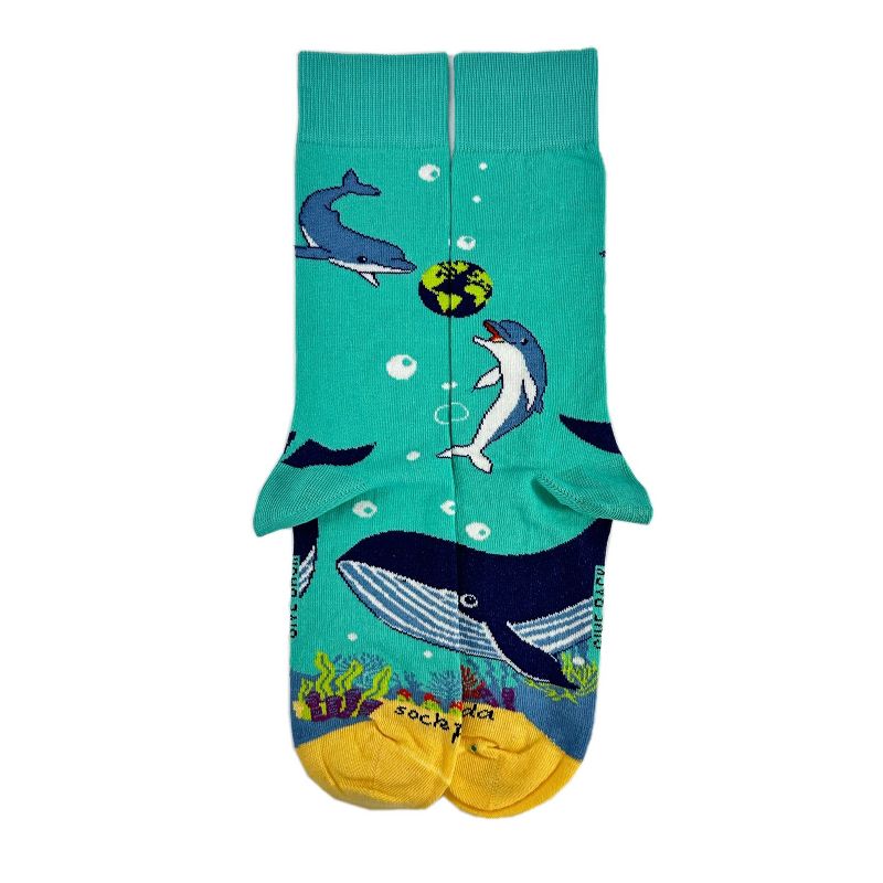 Dolphins and the Earth Socks (Women's Sizes Adult Medium) from the Sock Panda, 1 of 7