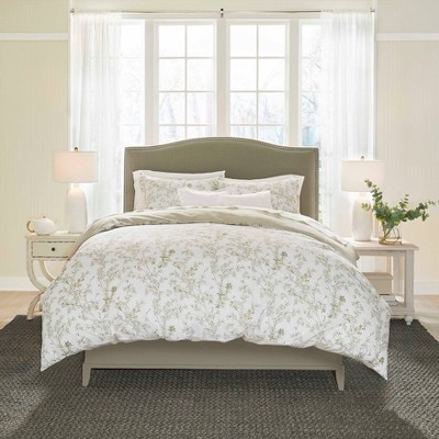 Lindy Green Floral Cotton Full/Queen Duvet Cover Set