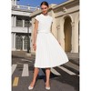 INSPIRE CHIC Women's Mock Neck Cap Sleeve Belted A-Line Midi Pleated Dresses - 3 of 4