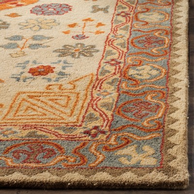 Heritage Beige and Multicolor Hand-Tufted Wool Square Rug