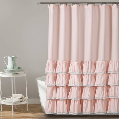 72"x72" Ella Lace Ruffle Shower Curtain - Lush Décor