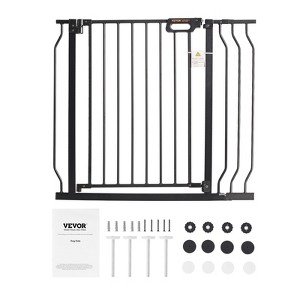 VEVOR Baby Gate,29.5"-37" Extra Wide,30" High, Dog Gate,Thru Auto Close Child Gate Pet Security Gate with Pressure Mount Kit and Wall Mount Kit, Black - 1 of 4