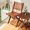 VYNXARIA 3-Piece Acacia Wood Bistro Set: 1 coffee table & 2 foldable chairs, perfect for garden, balcony, or patio,Light brown - 3 of 4
