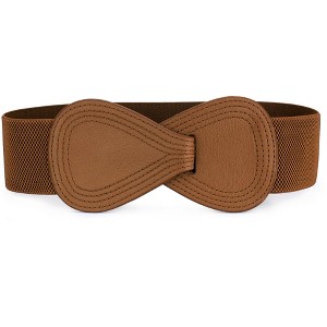INSPIRE CHIC Women's Interlock 8-shaped Faux Leather Buckle Elastic Belt 1 Pc - 1 of 4