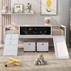 NicBex Twin Size Loft Bed with Ladder & 2 Storage Boxes,Loft Bed Frame with Guardrails & Slide,Bed Frame for Kids,Box Spring Not Required,White - 2 of 4
