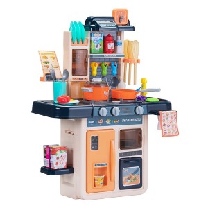 DSVIMOY Kids Kitchen Playset Toys Cooking Set with Accessories Kid Toys for Imaginative Fun and Learning, Blue/Pink - 1 of 4