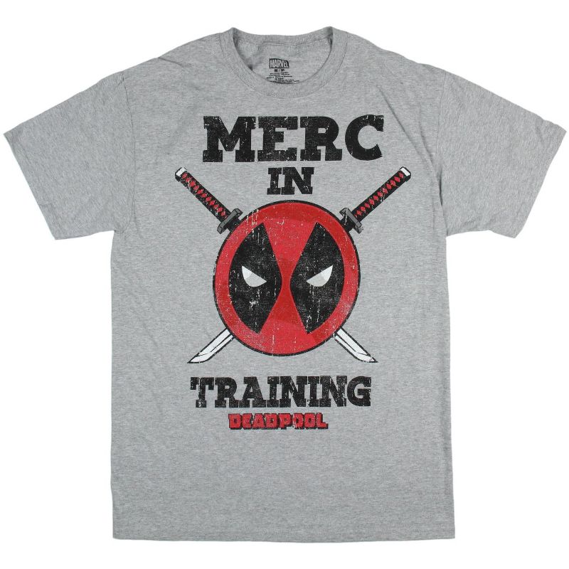 Marvel Mens' Deadpool Merc In Training Distressed Graphic Print T-Shirt, 1 of 4