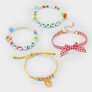 Girls' 4pk Red Bow and Smiley Bracelet Set - Cat & Jack™ - 1 of 3