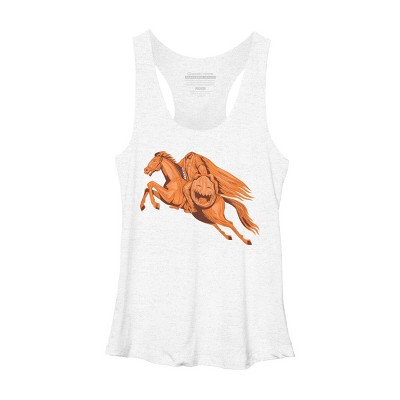 Women's Design By Humans Headless Horseman Pumpkin Head Drawing By patrimonio Racerback Tank Top