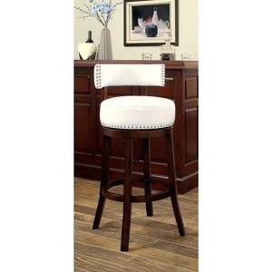 Bar Chairs 2pc 30" Supported On Rich Dark Wooden Legs The Fabric Padded Seats And Backrests Provide Comfortable Seating Dark Oak / White - 1 of 1