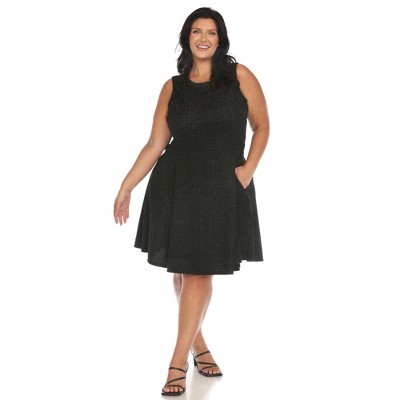 White Mark Plus Size Tweed Fit and Flare Dress