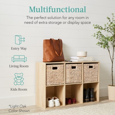 Light Oak 6-Cube Storage Organizer with Laminated Finish