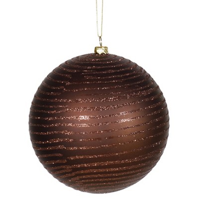 Vickerman 4.75" Glitter Striped Shatterproof Christmas Ball Ornament - Brown