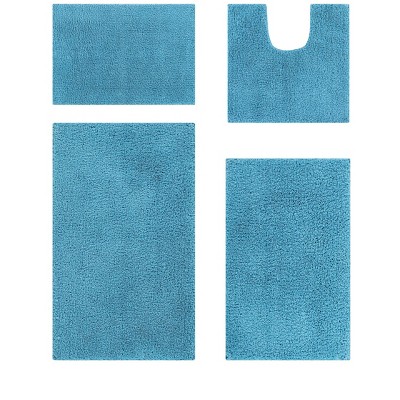 Micro Plush Collection 100% Polyester Solid Tufted 4 Piece Bathroom Rug Set with Gel Form Backing, Machine Washable