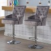 Large Velvet Bar Stool Heavy Duty Chrome Base Comfy Deep Button Swivel Chair - 2 of 4