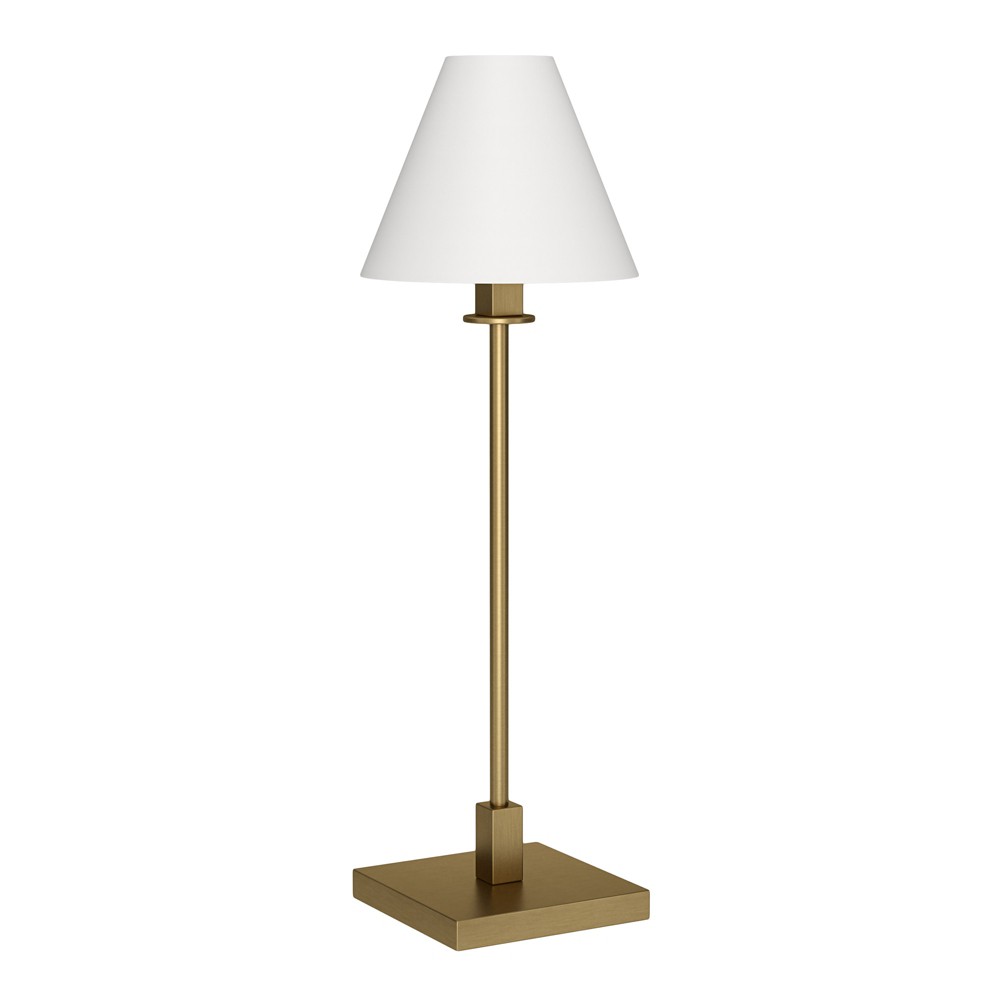 Photos - Floodlight / Street Light Hampton & Thyme 28" Tall Table Lamp with Cone Fabric Shade Brass: Modern B