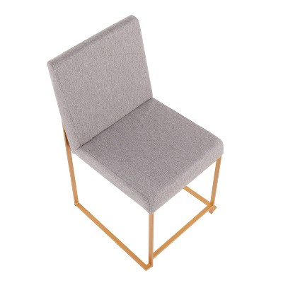 High Back Gold Metal Frame Light Grey Upholstered Side Chair
