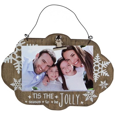 Melrose 9.5" "Tis The Season" Wooden Picture Frame - Glittery White/Brown