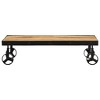 vidaXL Coffee Table with Wheels Solid Mango Wood 39.4 in.x21.7 in.x10.2 in. - 2 of 4