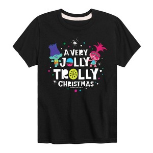 Boys' - Trolls - Branch and Poppy Jolly Trolly Christmas Short Sleeve Graphic T-Shirt - 1 of 4