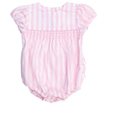 RuffleButts Baby Girls Puff Sleeve Smocked Romper