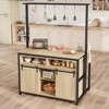 Kitchen Storage Island with Power Outlet, Kitchen Bakers Rack with Open Shelves & Hooks - 2 of 4