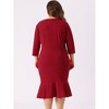 Agnes Orinda Women's Plus Size Cocktail V-neck Wrap Ruffled Midi Bodycon Dresses - 4 of 4