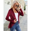 Coolmee Women's Velvet Blazer Ruched Long Sleeve Shawl Lapel Button Front Ruffle Cardigan Suit Jacket - 4 of 4