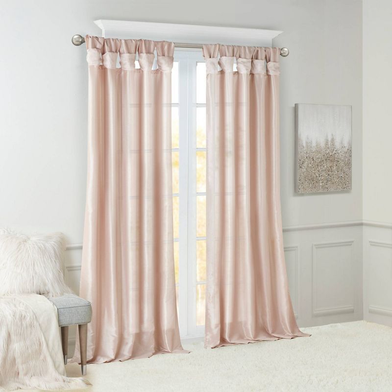 Lillian Twisted Tab Light Filtering Lined Curtain Panel, 1 of 10