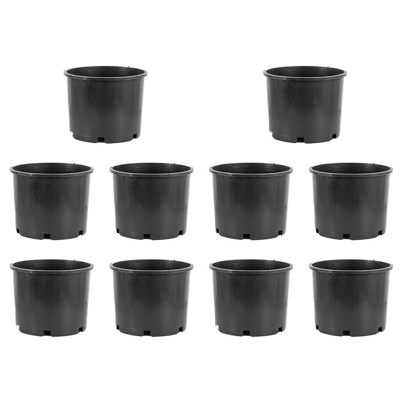 Pro Cal HGPK3PHD Round Circle BPA Free 3 Gallon Wide Rim Durable Injection Molded Plastic Garden Plant Nursery Pot for Indoor or Outdoor, 10 Pack, 1 of 7
