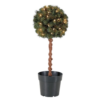 Home Heritage 2.5 Ft Artificial Topiary Tree w/ Clear Lights for Entryway Decor