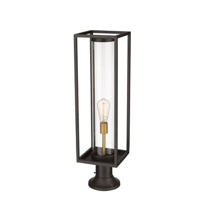Deep Bronze and Brass Outdoor Lantern with Clear Glass