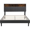 Upholstered Platform Bed, with Storage Headboard and USB Port, Modern MDF and Particle Board Bed Frame - 3 of 4