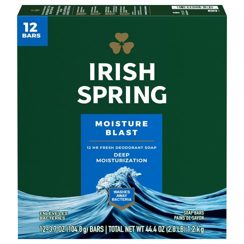 Irish Spring Moisture Blast Bar Soap for Men, Moisturizing Bar Soap, 12  Pack, 3.7 Oz Soap Bars 