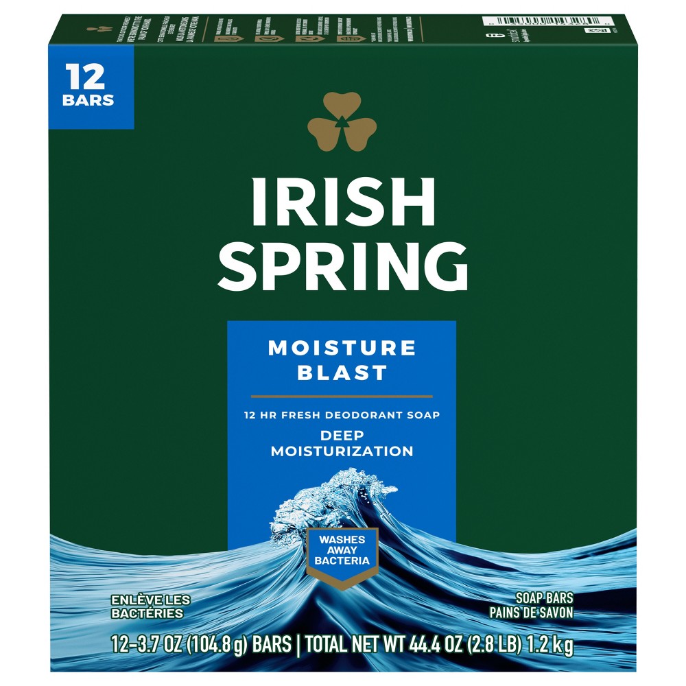 Photos - Shower Gel Irish Spring Bar Soap - Moisture Blast 3.7oz/12pk
