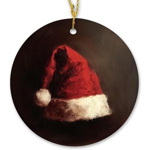 Lomsoe Rustic Christmas Santa Hat Ceramic Ornament Gift Winter Christmas Xmas Tree Decorative Hanging Ornaments Decor Winter Xmas Tree Decor - 1 of 1