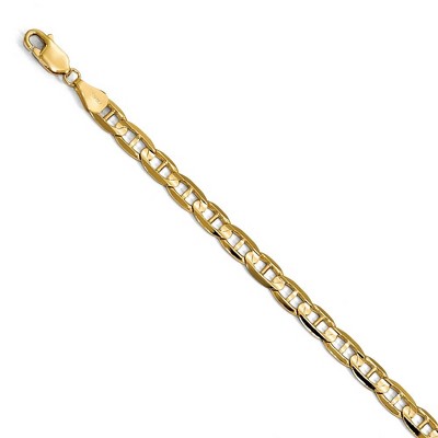 Black Bow Jewelry 5.25mm 14k Yellow Gold Concave Anchor Chain Bracelet