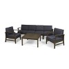 GDFStudio Abena Outdoor Acacia Wood 6 Seater Sofa and Club Chair Set with Cushions - 2 of 4