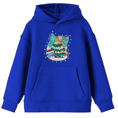 Squishmallow Brandclub Squishmallows Christmas Tree With Lights Youth Royal Blue Long Sleeve Hoodie Large