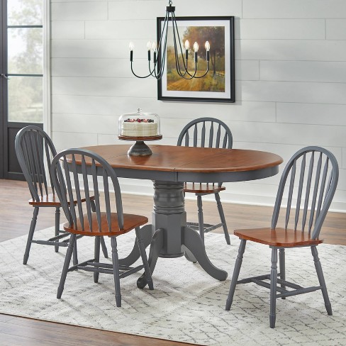 5pc Lancaster Extendable Dining Table Set Gray walnut Buylateral