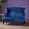 Velvet Modern Glam Wingback Loveseat Sofa with Button Tufted Diamond Stitch and Turned Legs for Living Room - 3 of 4