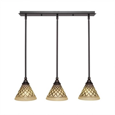 Toltec Lighting Any 3 - Light Chandelier in  Dark Granite with 7" Chocolate Icing Shade