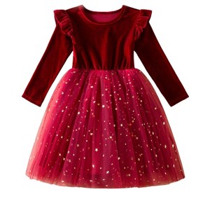 Twinkle and Twirl Starry Velvet Tutu Dress Mia Belle Girls - 1 of 4