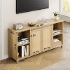 Jojoka TV Stand with Storage, 2 Rattan Cabinets & 4 Open Shelves TV Console,Brown - 2 of 4