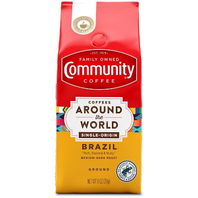 Community Coffee Coffees Around the World Medium Roast Brazil Blend Ground Coffee - 11oz
